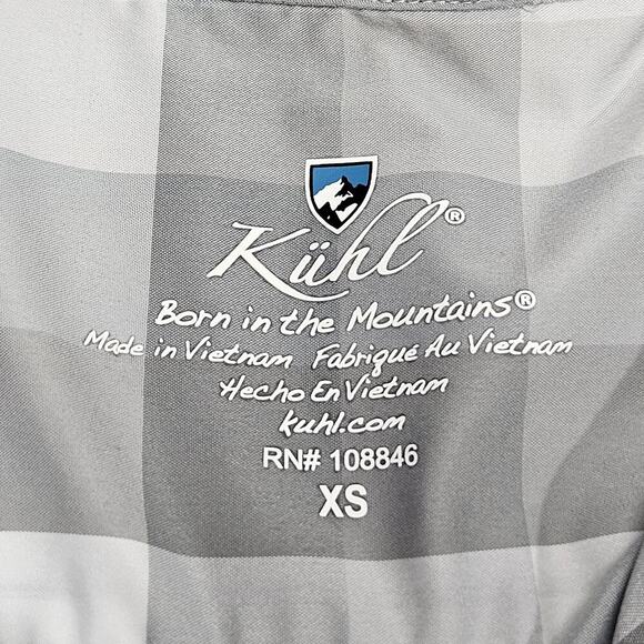 Kuhl Shirt The Kamp Long Sleeve Gray White Plaid Checks XS Extra Small Roll Tab - Picture 3 of 8